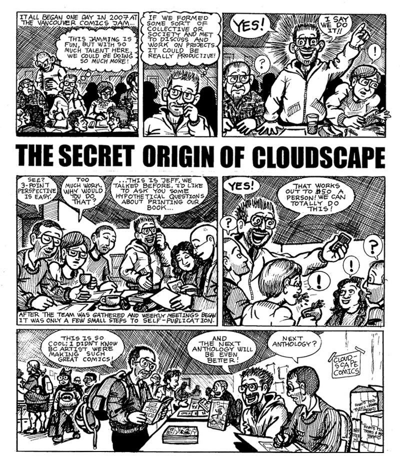 Page one of "The Secret Origin of Cloudscape"