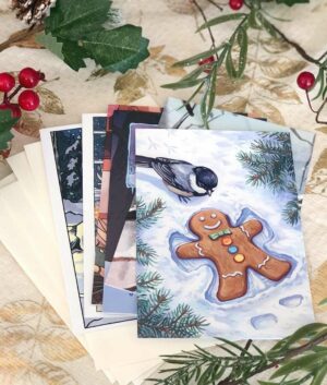 Set of 6 holiday cards and envelopes